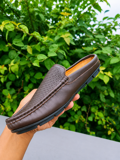 Men's soft leather shoes, premium brown casual half shoe, designed for comfort and style.