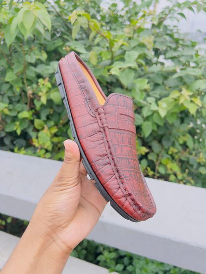 Cow Leather Crocodile Dice Half Shoe for men - OV-06