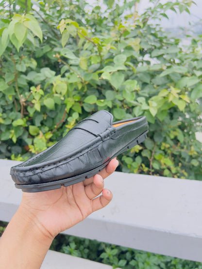 Cow Leather Crocodile Dice Half Shoe for men - OV-07